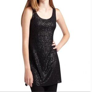 Eileen Fisher 100% Silk Sequin Black Sparkle Mini Dress